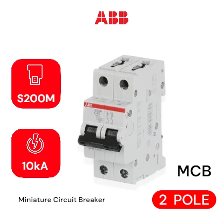 ABB MCB S200M - 2P - C - (AC) 10 kA