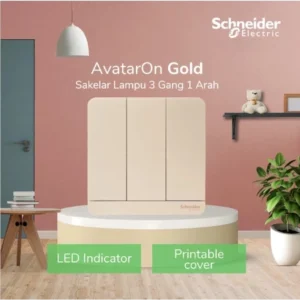 Schneider Electric AvatarOn Saklar Lampu Gold 3 Gang 1 Arah – E8333L1LED_WG_G3