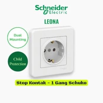 Schneider Electric Leona Stop Kontak - 1 Gang Schuko Child Protection