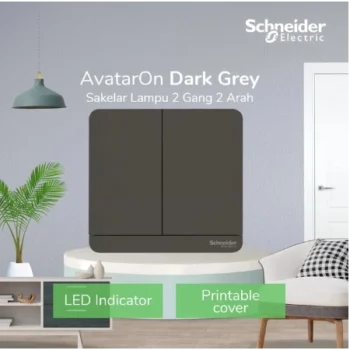Schneider E8332L2LED_DG_G3 AVATARON SAKLAR 2 GANG 2 ARAH DARK GREY E8332L2LED_DG_G3