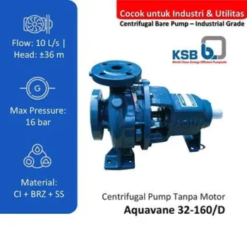 KSB Centrifugal Pump AQUAVANE 32-160/D – Bare Pump (Tanpa Motor)