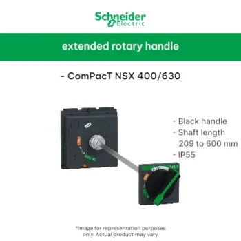 Schneider extended rotary handle, ComPacT NSX 400/630, black handle, shaft length 209 to 600 mm, IP55