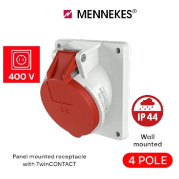 Panel mounted receptacles IP44 angled 16A, 4P, 400V - MENNEKES
